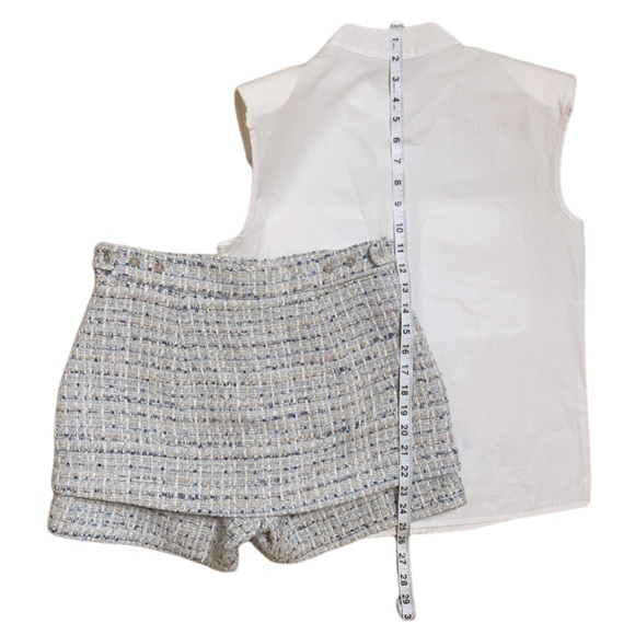 Blue mini skirt skort set and white button down top size 4 Small Meduim - Picture 4 of 6